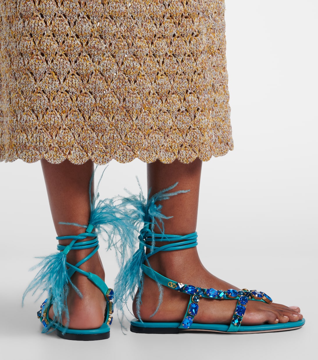 Verzierte Sandalen Resort aus Veloursleder | Valentino Garavani