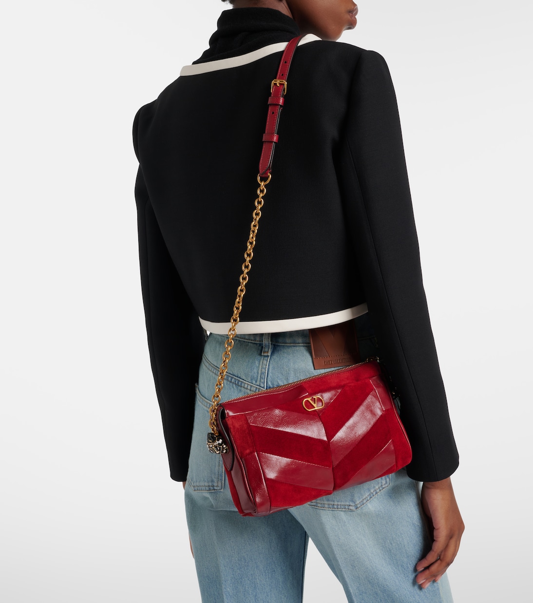 Panthea Small suede and leather crossbody bag | Valentino Garavani