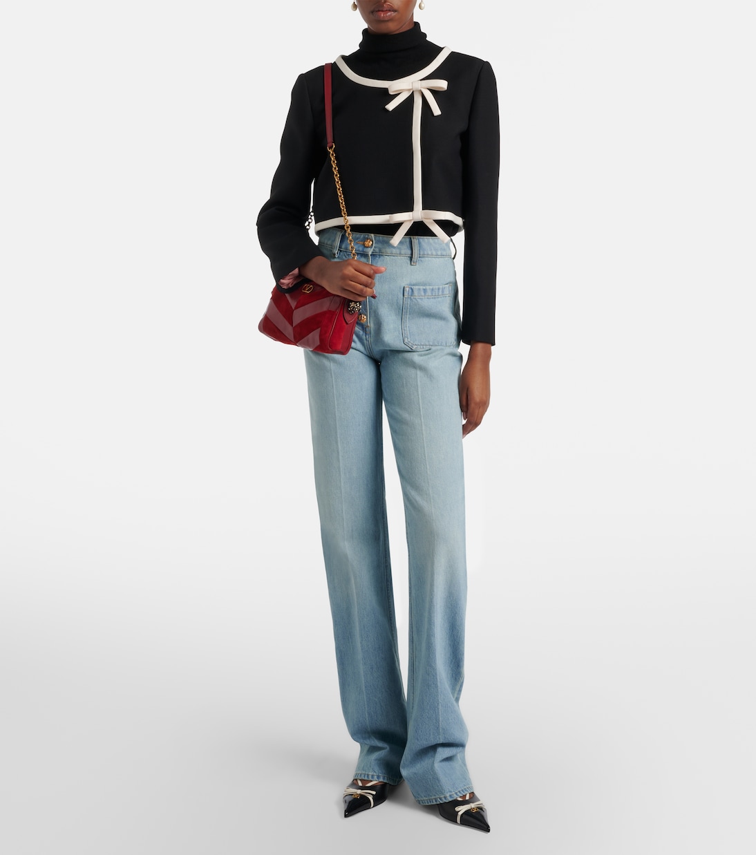 Panthea Small suede and leather crossbody bag | Valentino Garavani