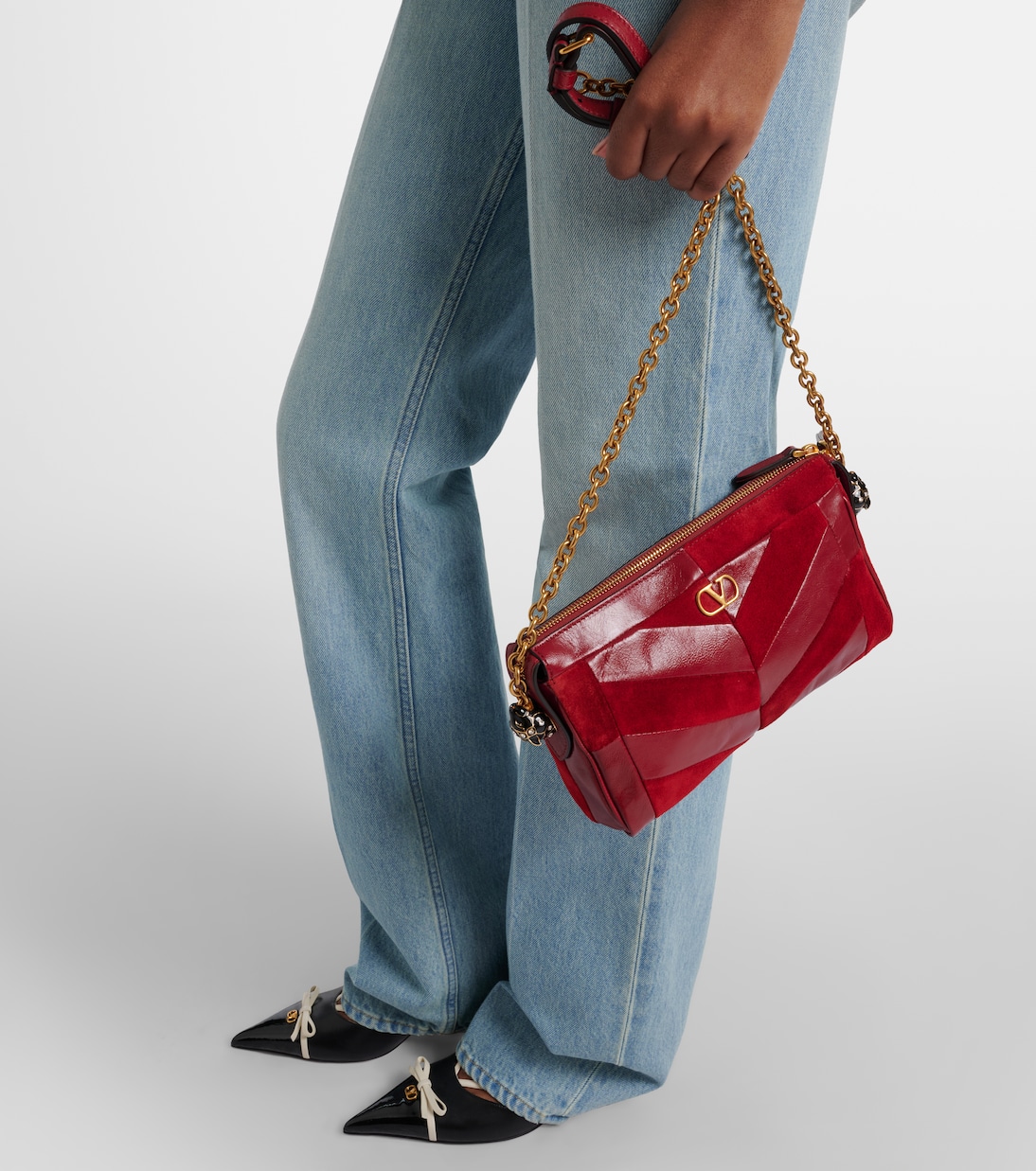 Panthea Small suede and leather crossbody bag | Valentino Garavani