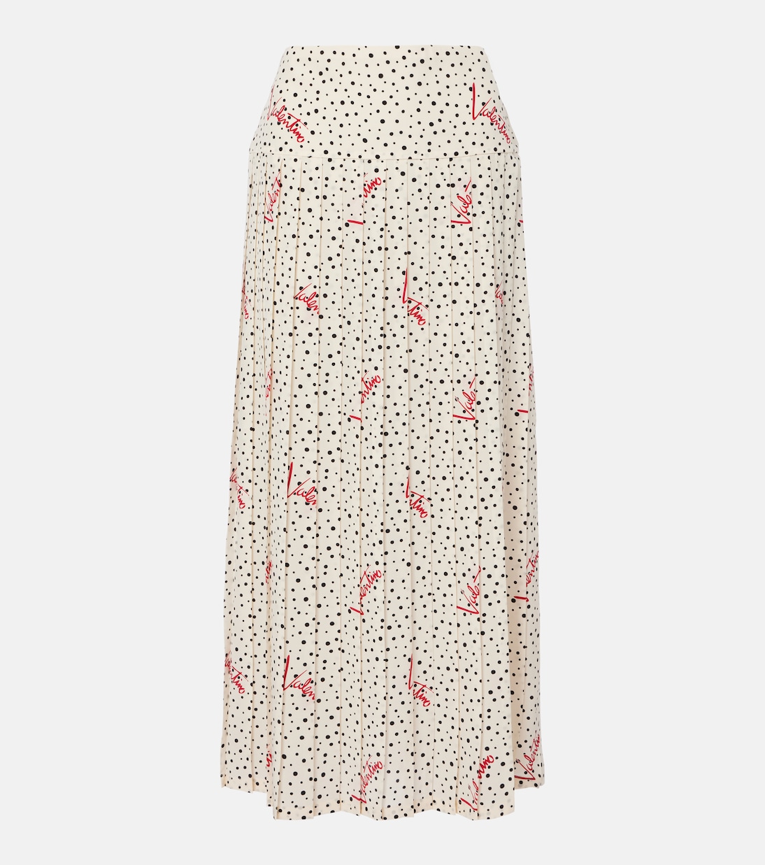 Polka-dot crêpe de chine midi skirt | Valentino