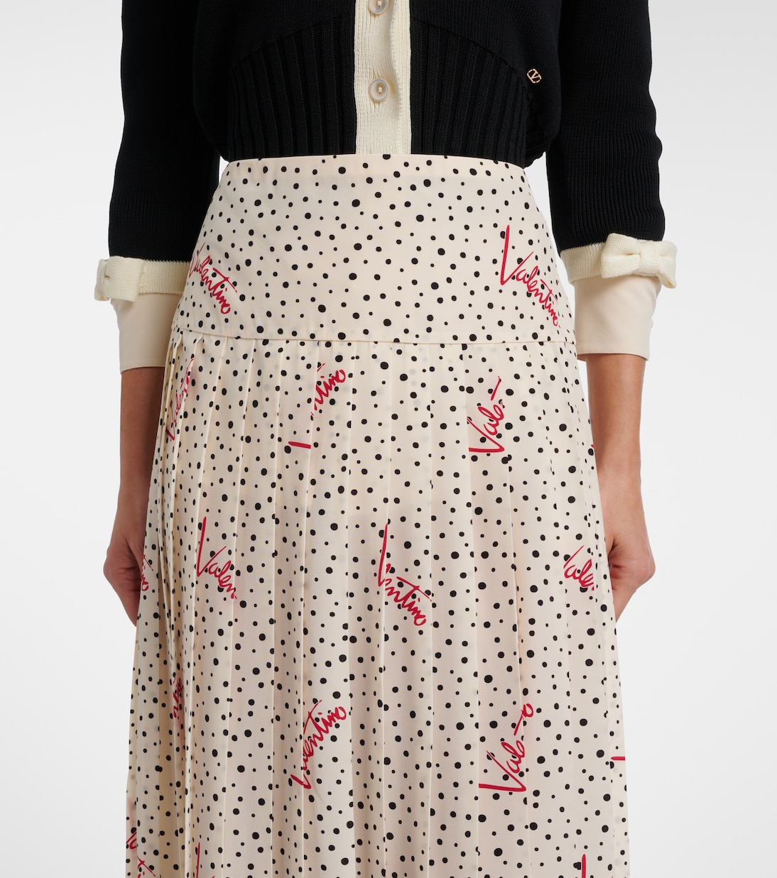 Polka-dot crêpe de chine midi skirt | Valentino