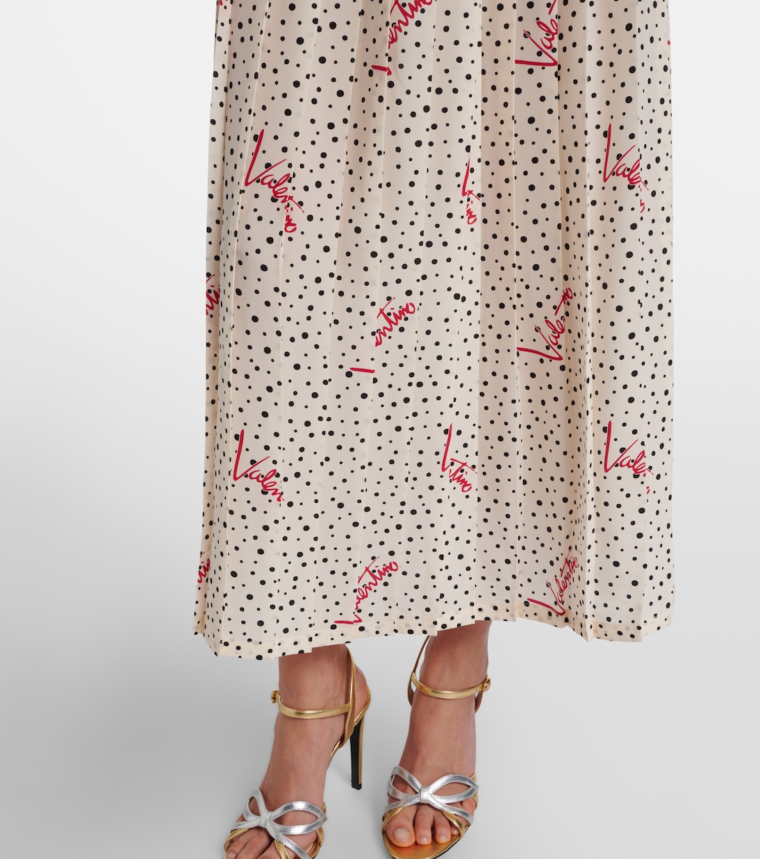 Polka-dot crêpe de chine midi skirt | Valentino