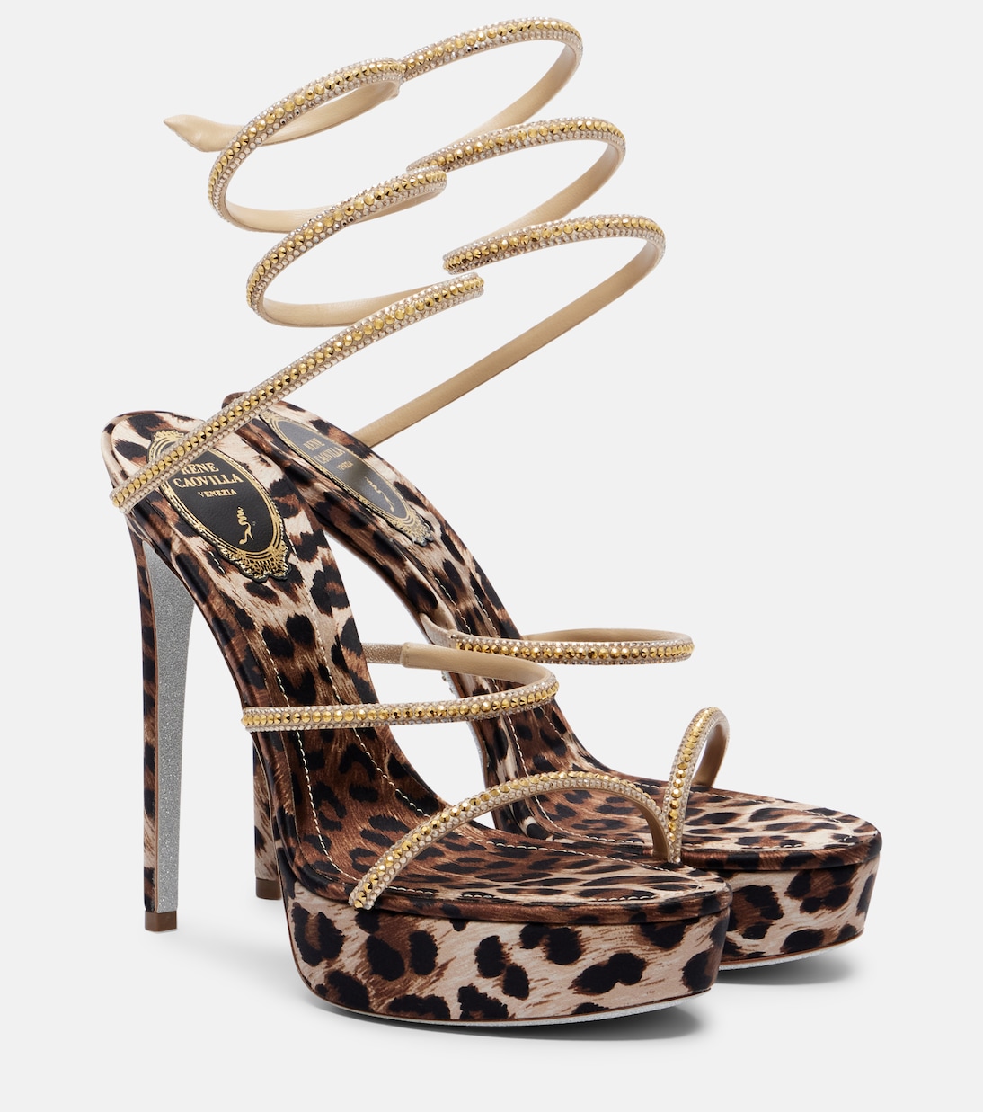 Cleo embellished satin platform sandals | Rene Caovilla