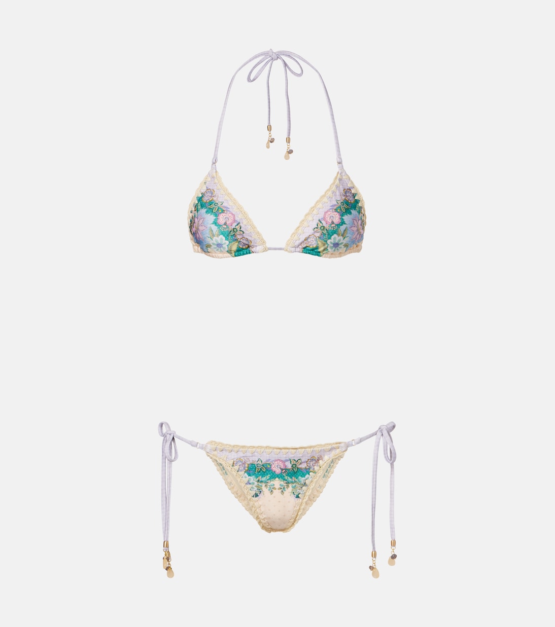 Indra floral metallic-effect bikini | Zimmermann