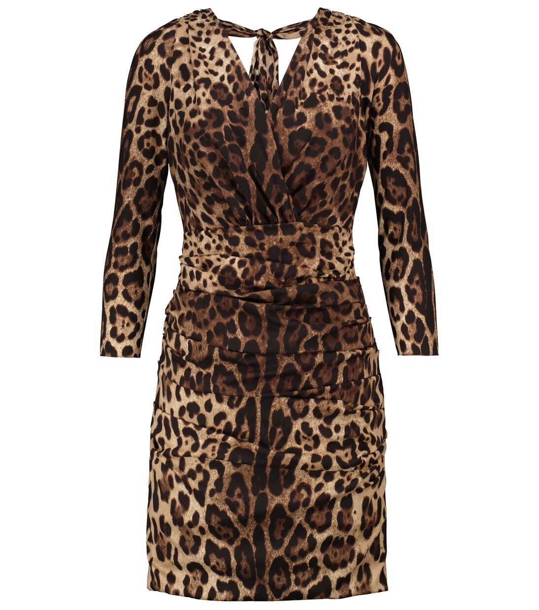 Robe en soie mélangée à motif léopard | Dolce&Gabbana