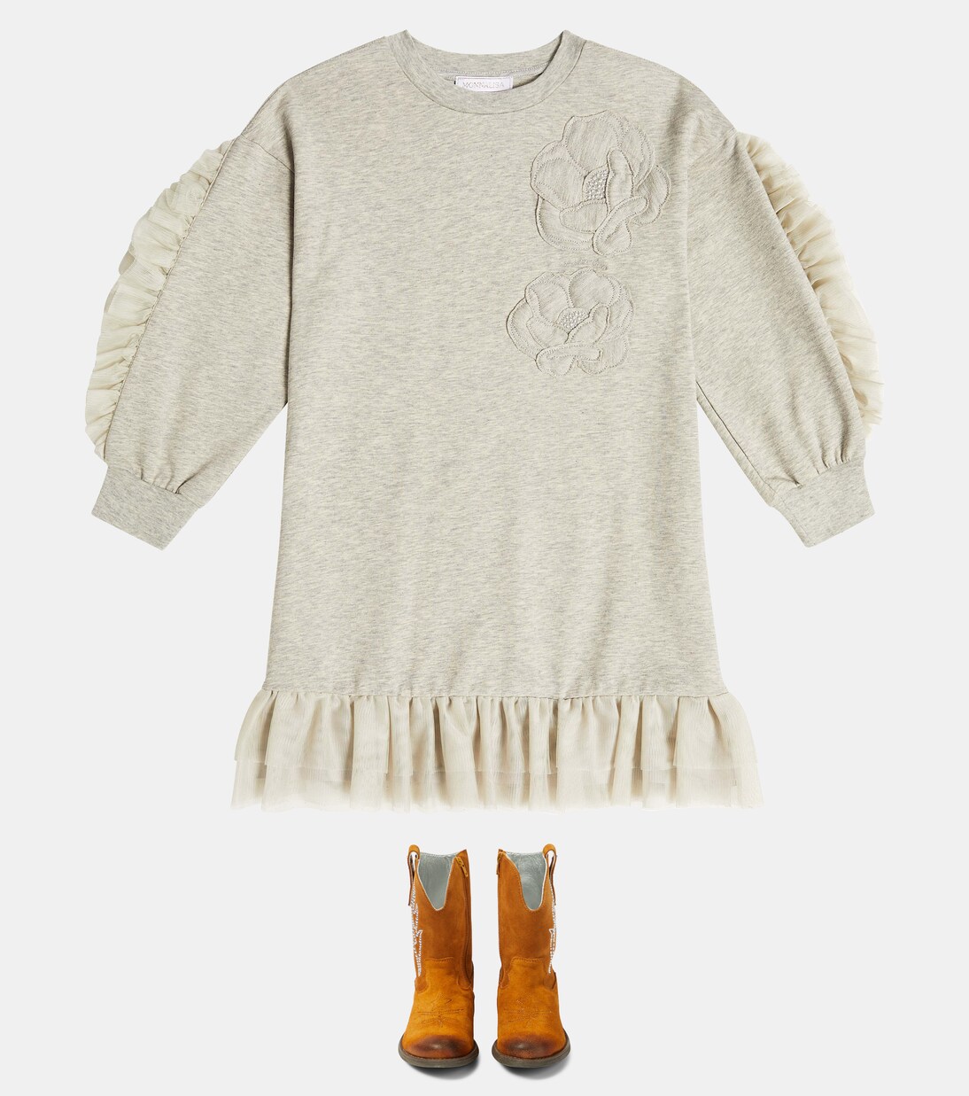 Frill-trimmed sweatshirt dress | Monnalisa