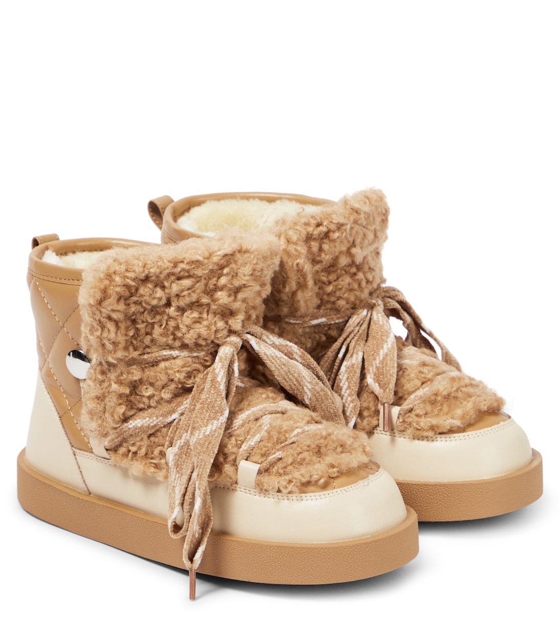 Faux shearling-trimmed boots | Monnalisa