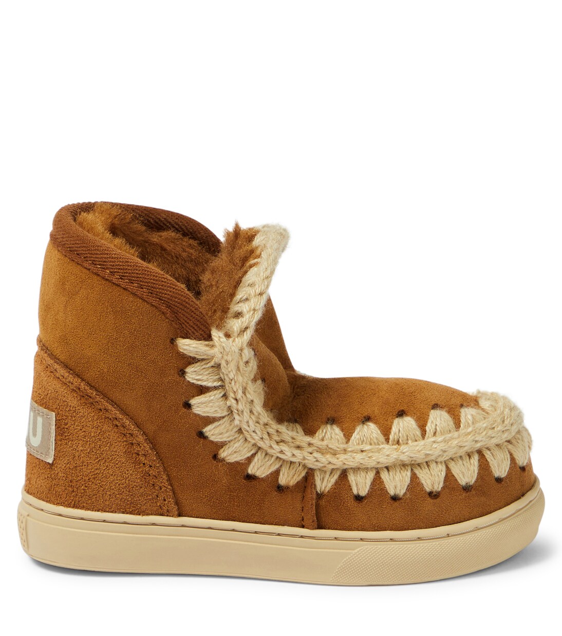 Embroidered shearling-lined suede sneakers | Mou Kids
