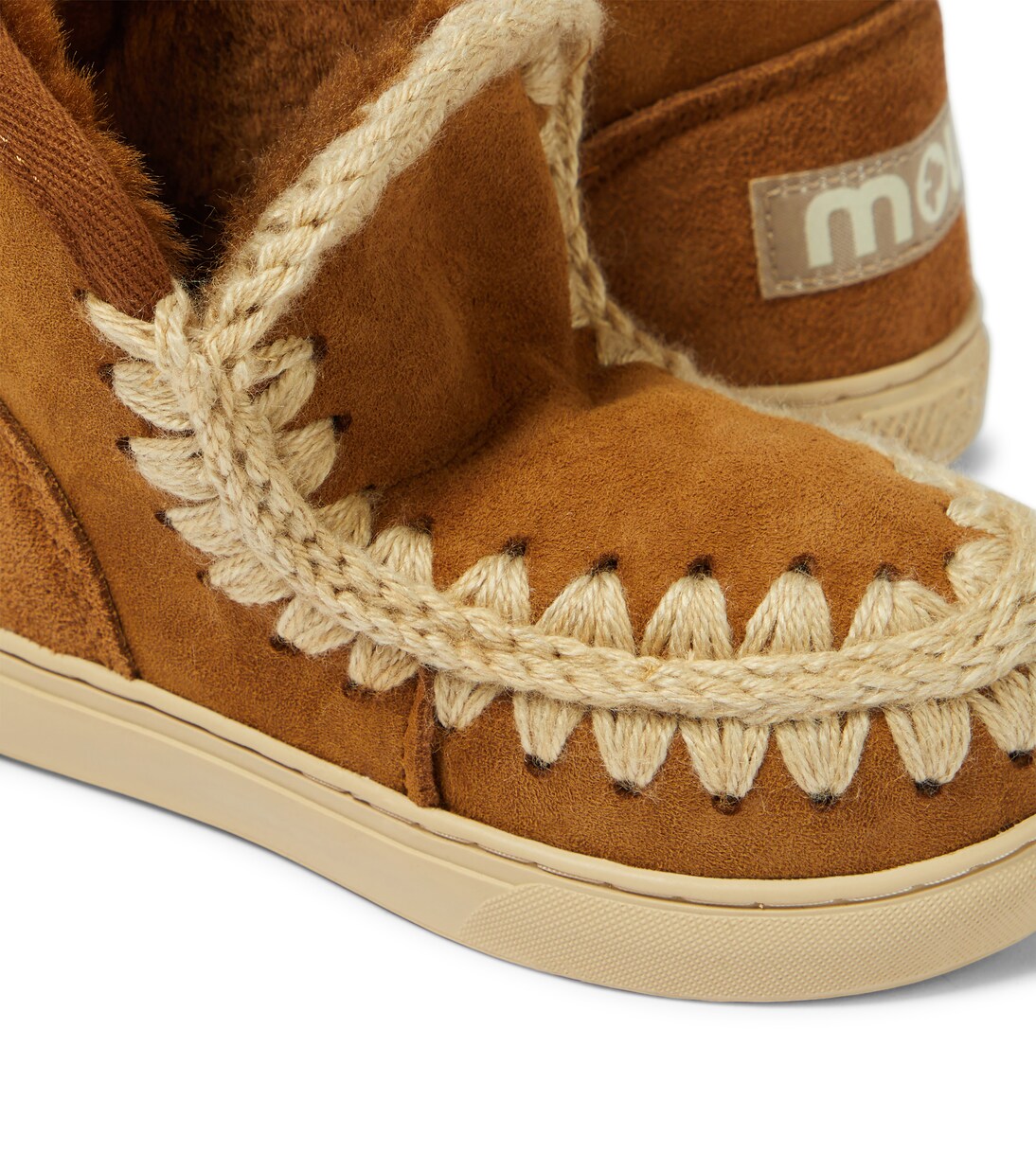 Embroidered shearling-lined suede sneakers | Mou Kids
