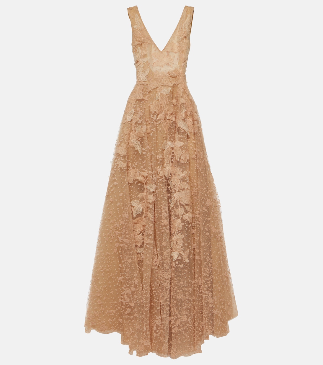 Abito lungo in tulle con applicazioni | Costarellos