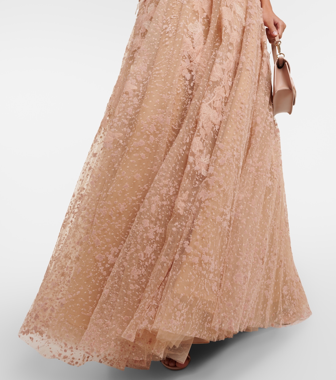 Abito lungo in tulle con applicazioni | Costarellos