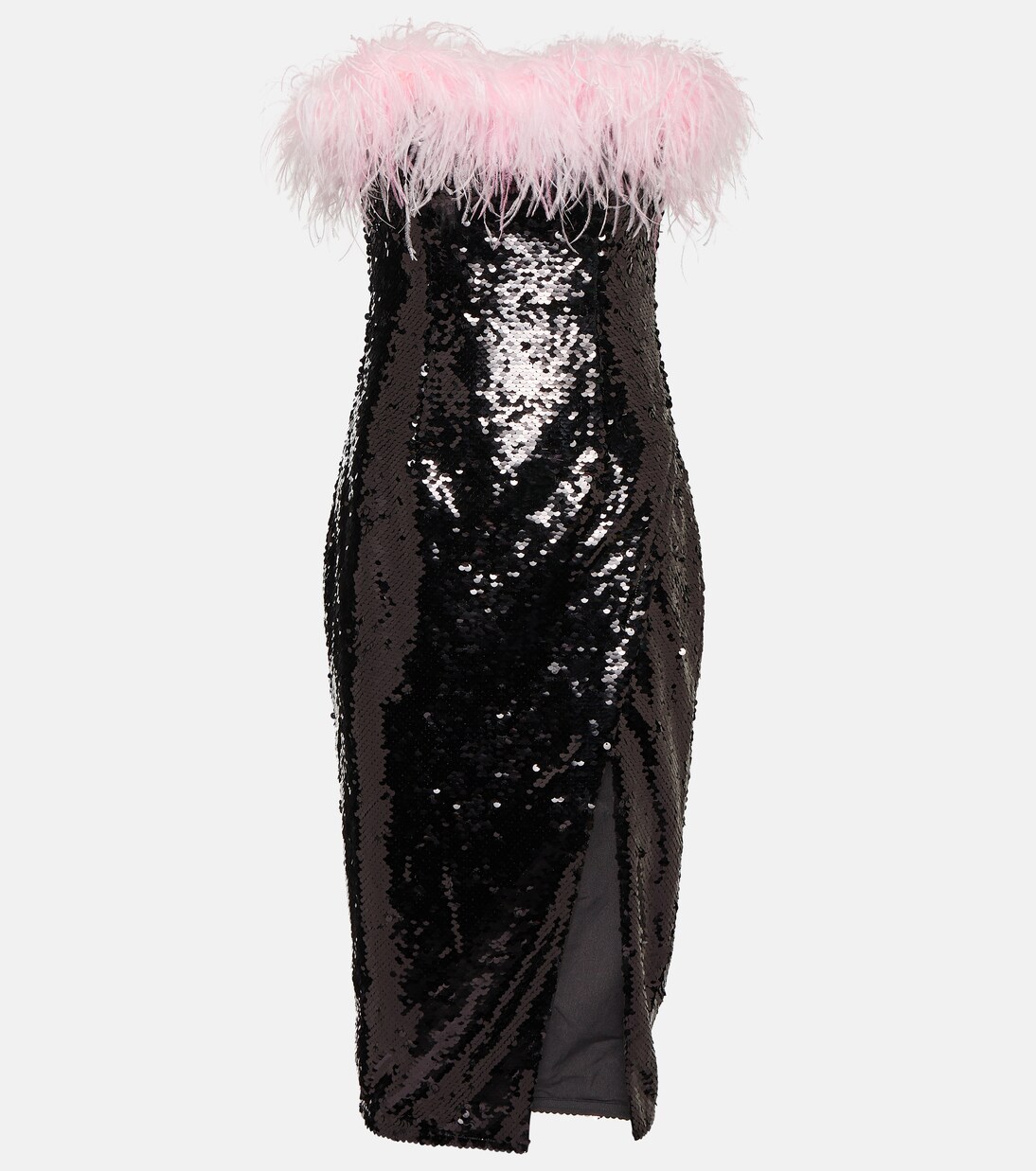Robe midi à sequins et plumes | Self-Portrait