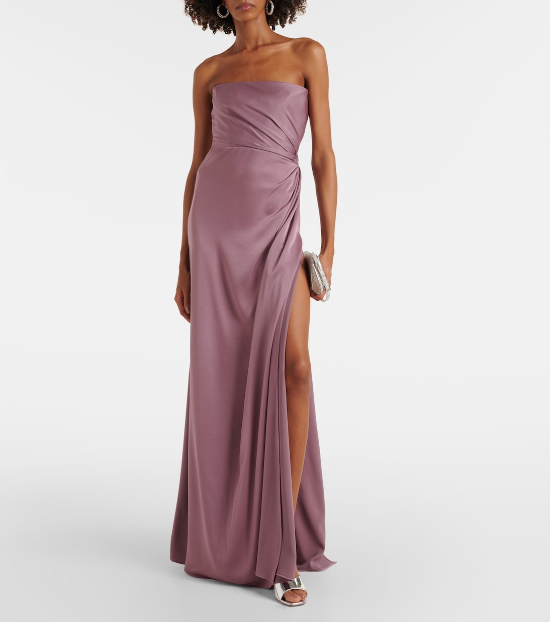 Robe longue bustier en satin | Alex Perry