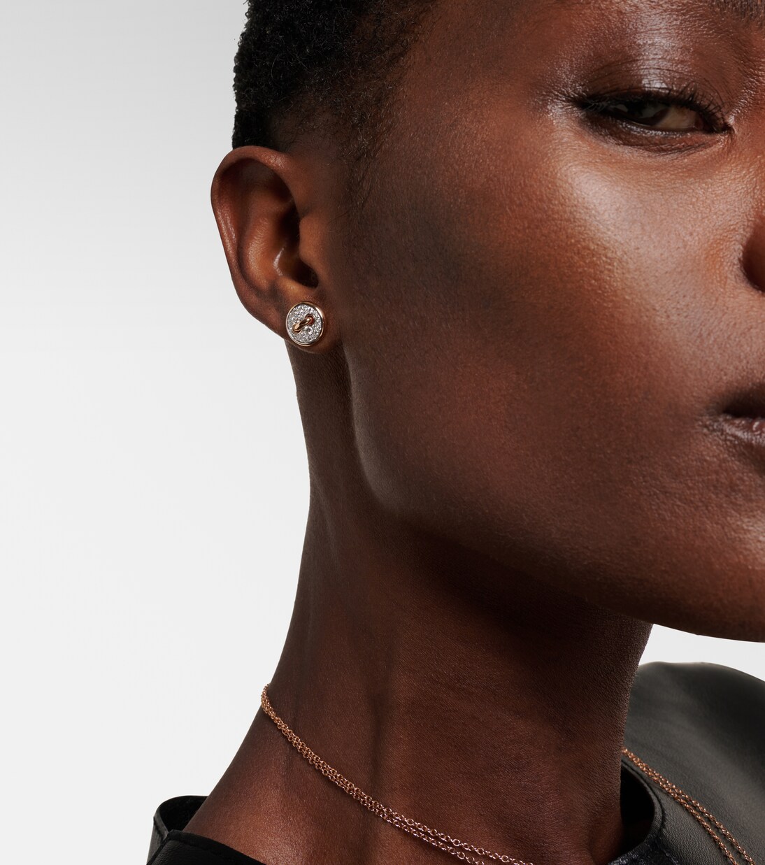 Boucles d'oreilles Pom Pom Dot en rhodium plaqué or rose 18 ct et diamants | Pomellato