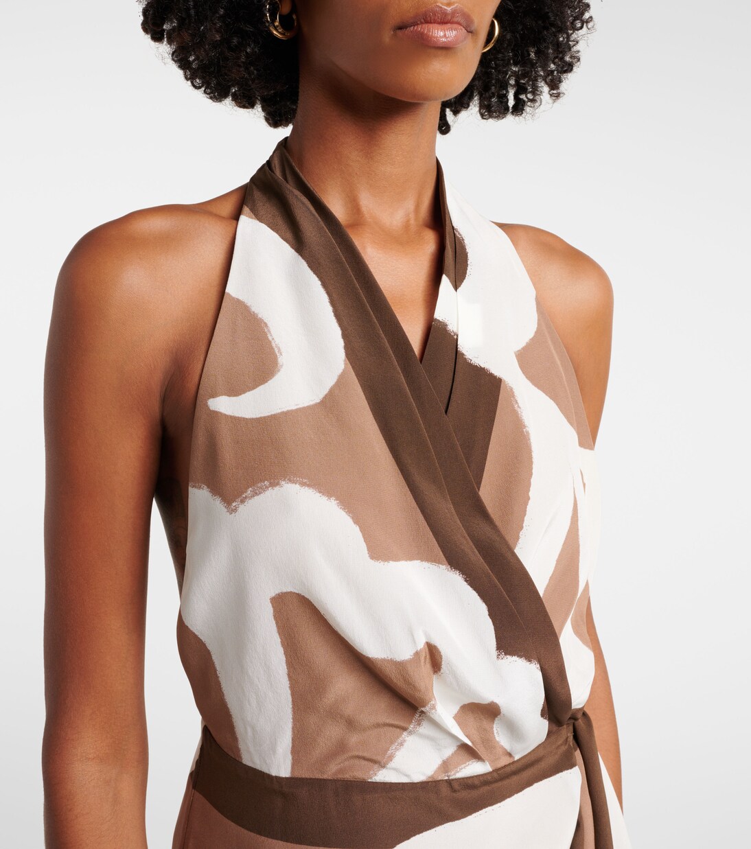 Robe portefeuille Portia imprimée en satin de soie | SIR