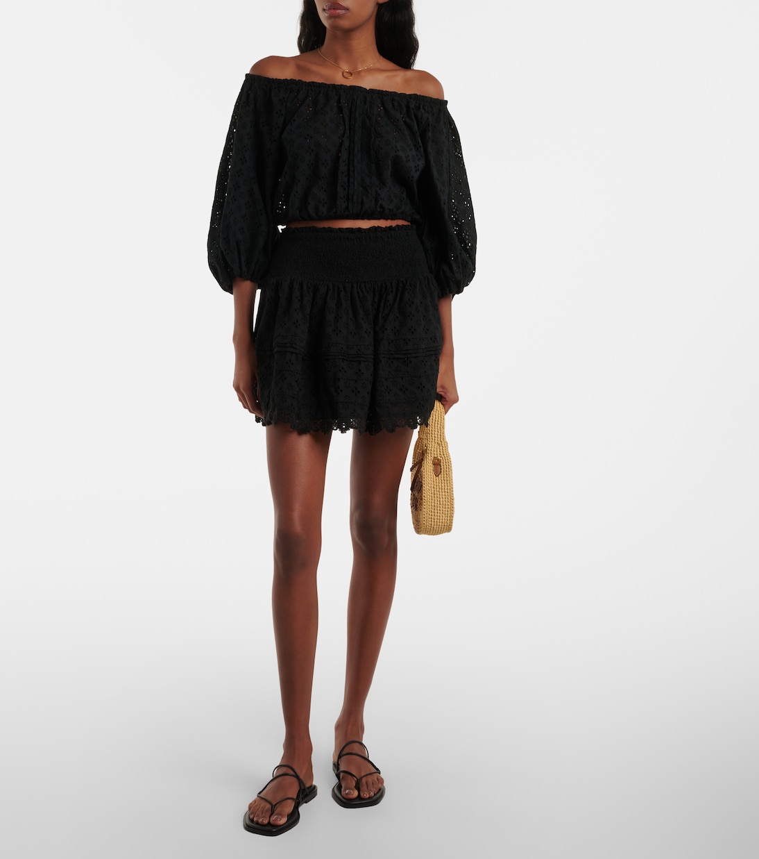 Off-shoulder cotton crop top | Poupette St Barth