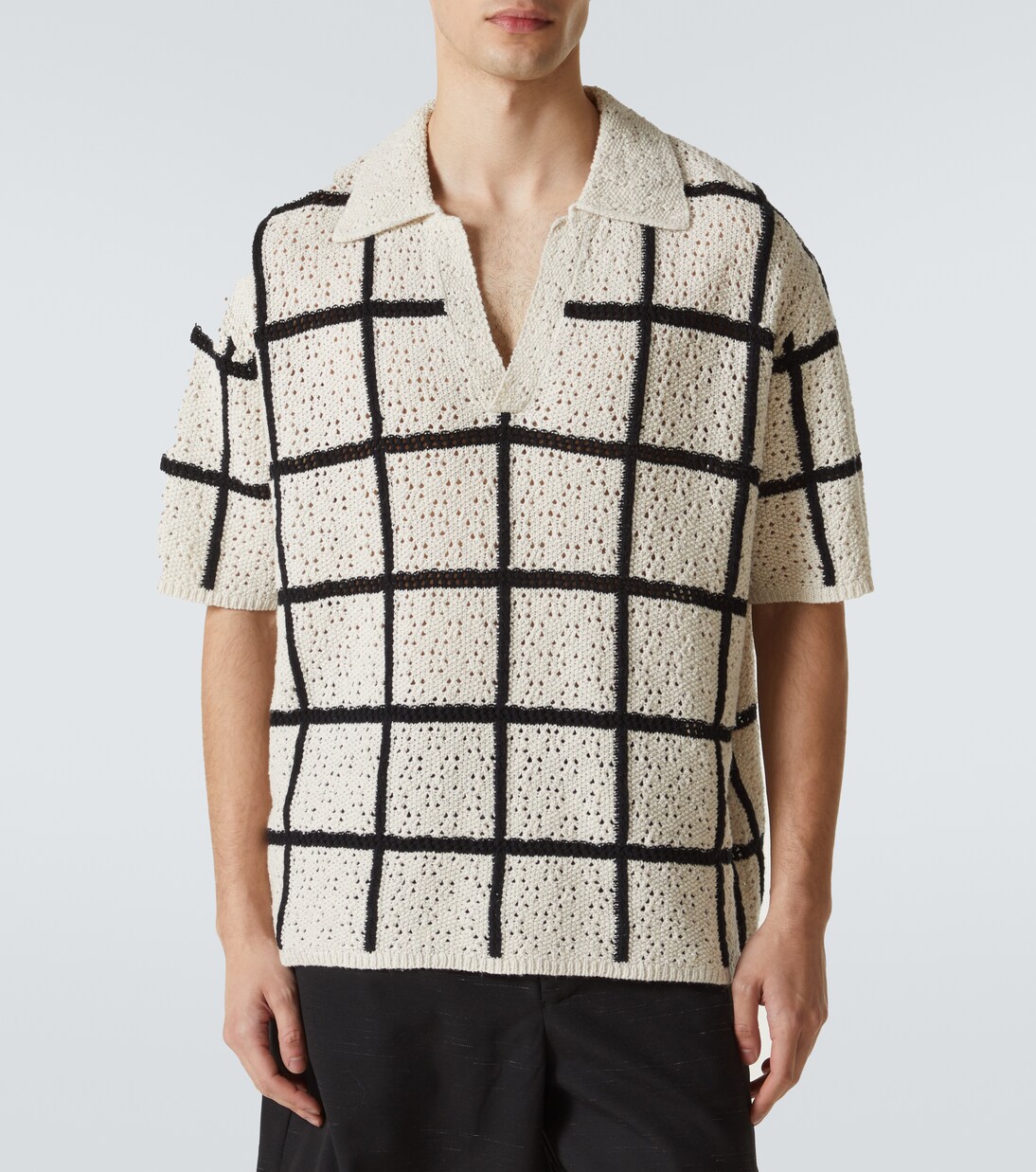 Polohemd aus Häkelstrick | Commas