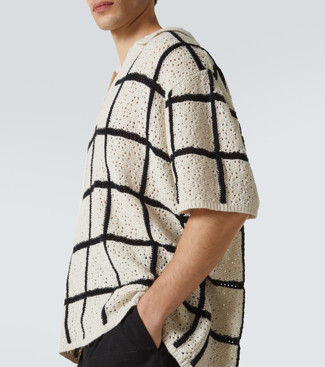 Polohemd aus Häkelstrick | Commas