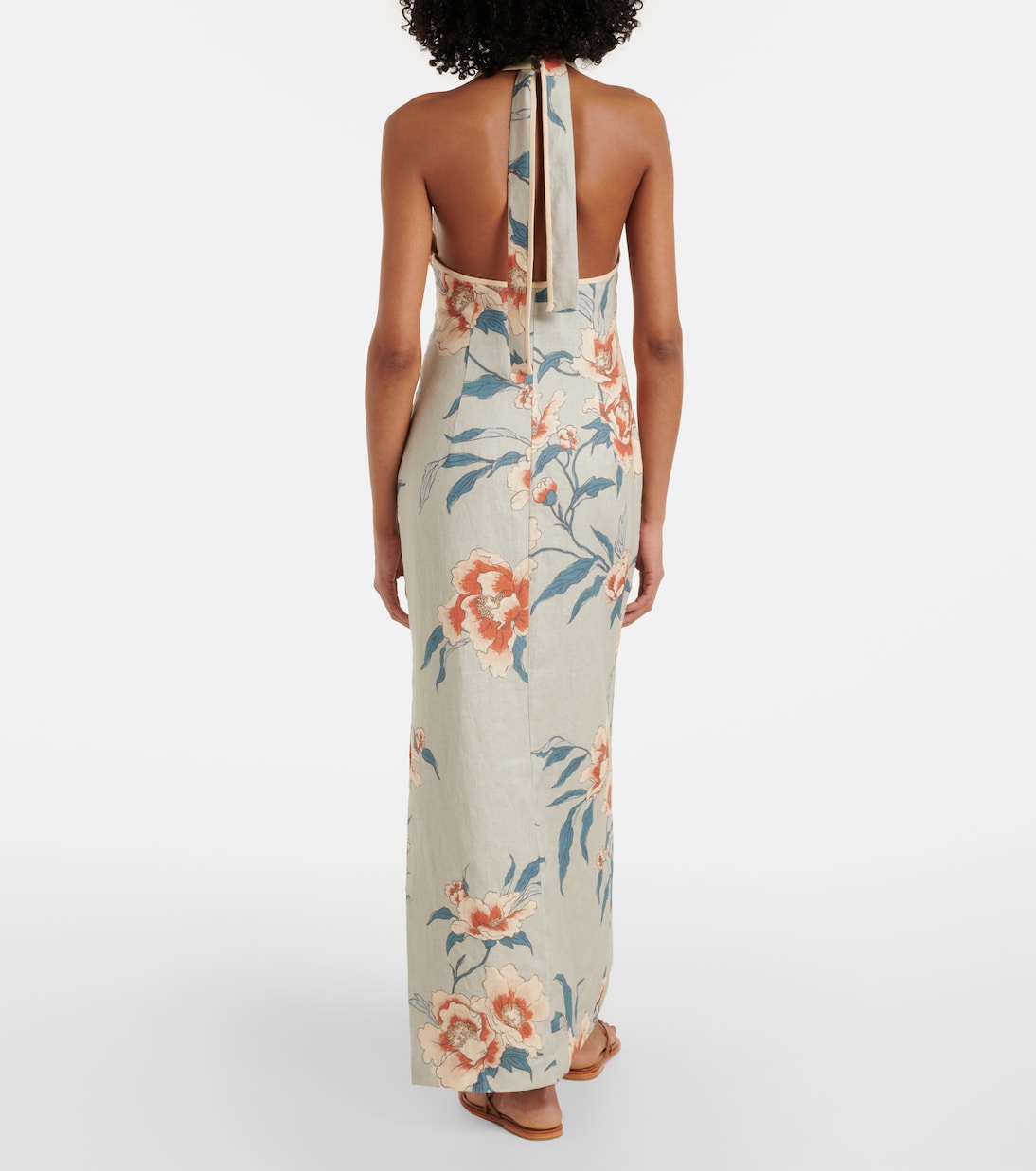 Abito lungo in lino con stampa floreale | SIR