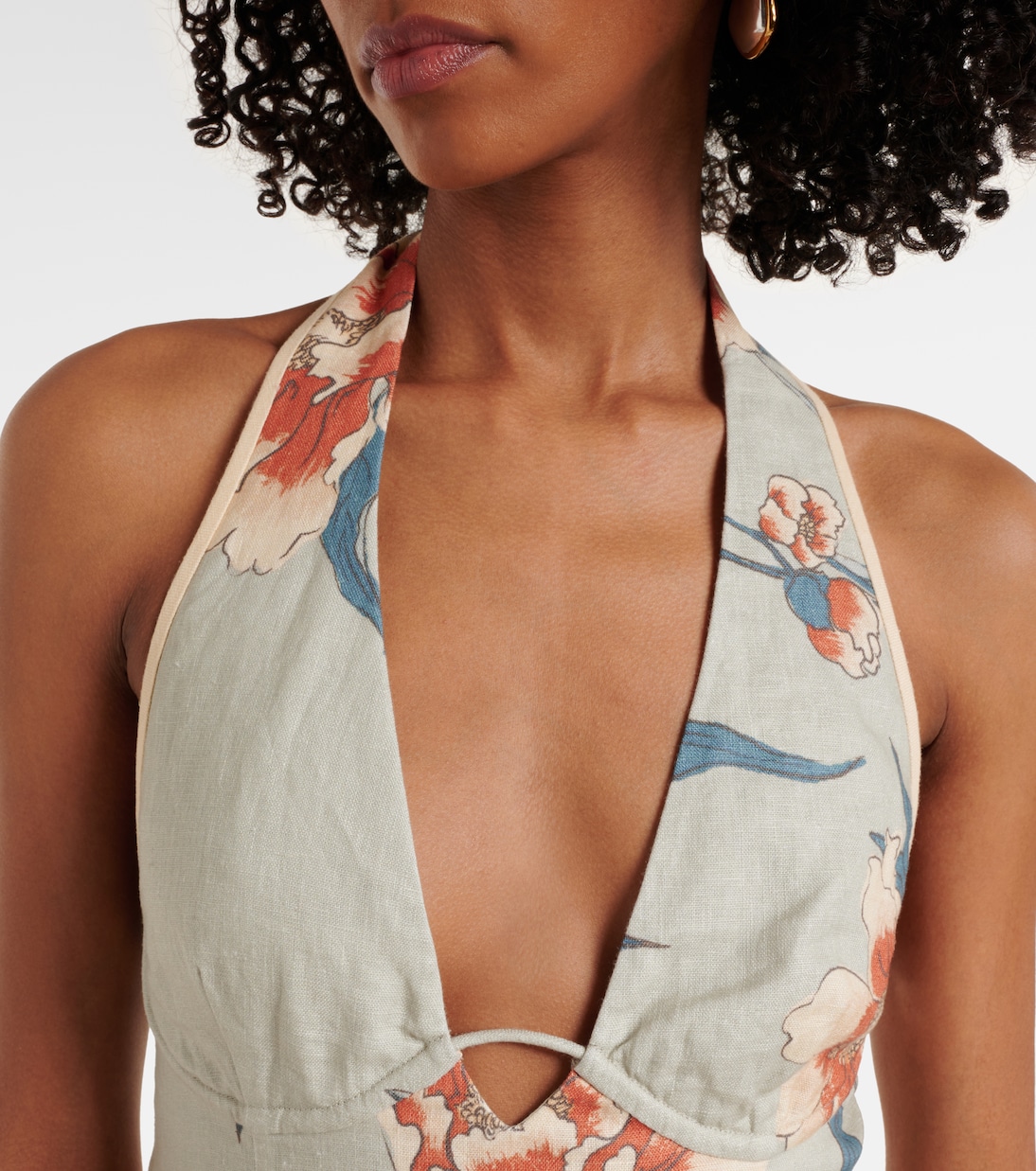 Abito lungo in lino con stampa floreale | SIR