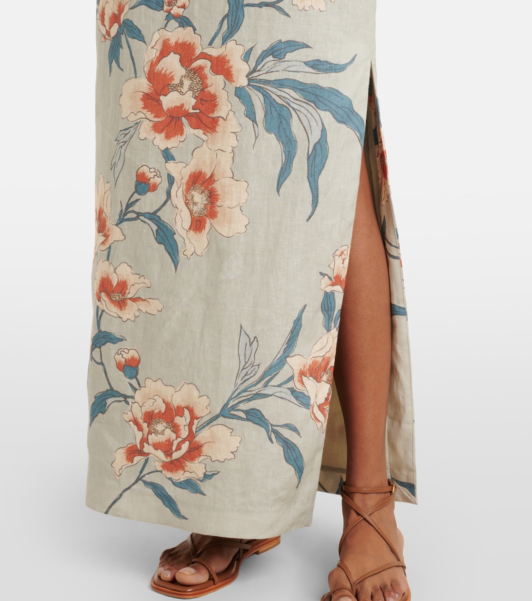 Abito lungo in lino con stampa floreale | SIR