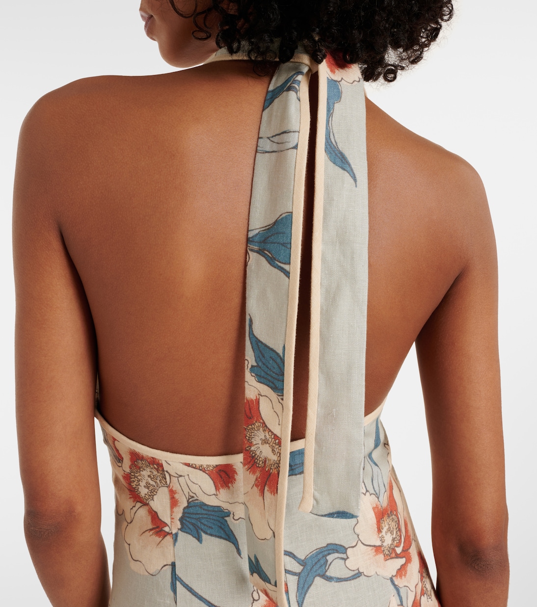 Abito lungo in lino con stampa floreale | SIR