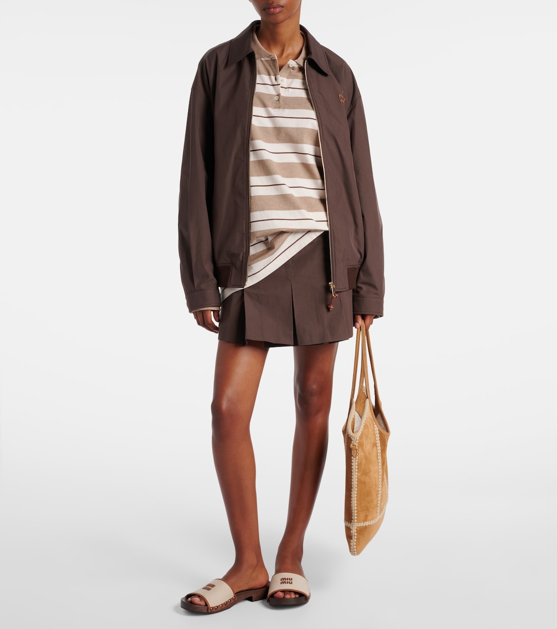 Logo cotton-blend miniskirt | Miu Miu