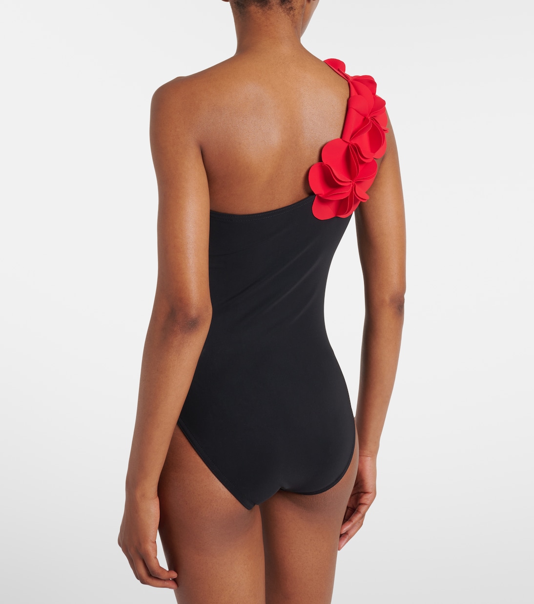 Tess floral-appliqué one-shoulder swimsuit | Karla Colletto
