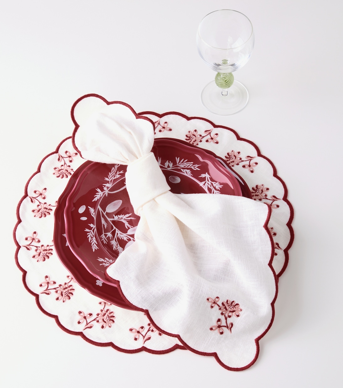 Set de 2 manteles Botanica de lino bordados | Cabana