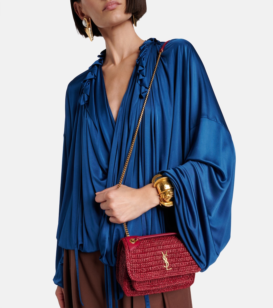 Niki Mini raffia shoulder bag | Saint Laurent