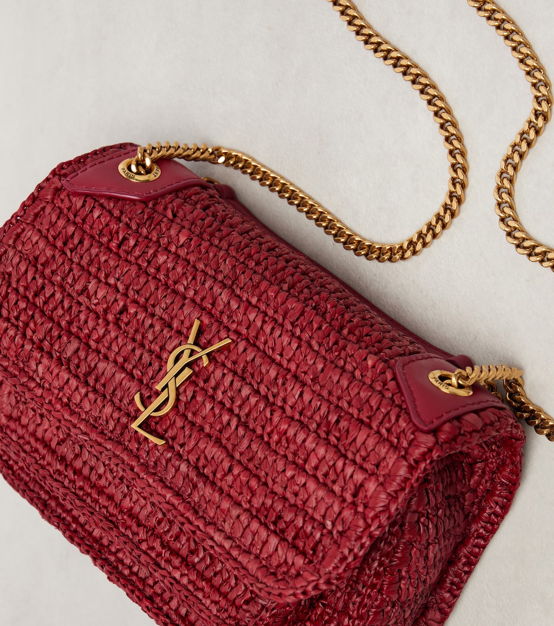Niki Mini raffia shoulder bag | Saint Laurent