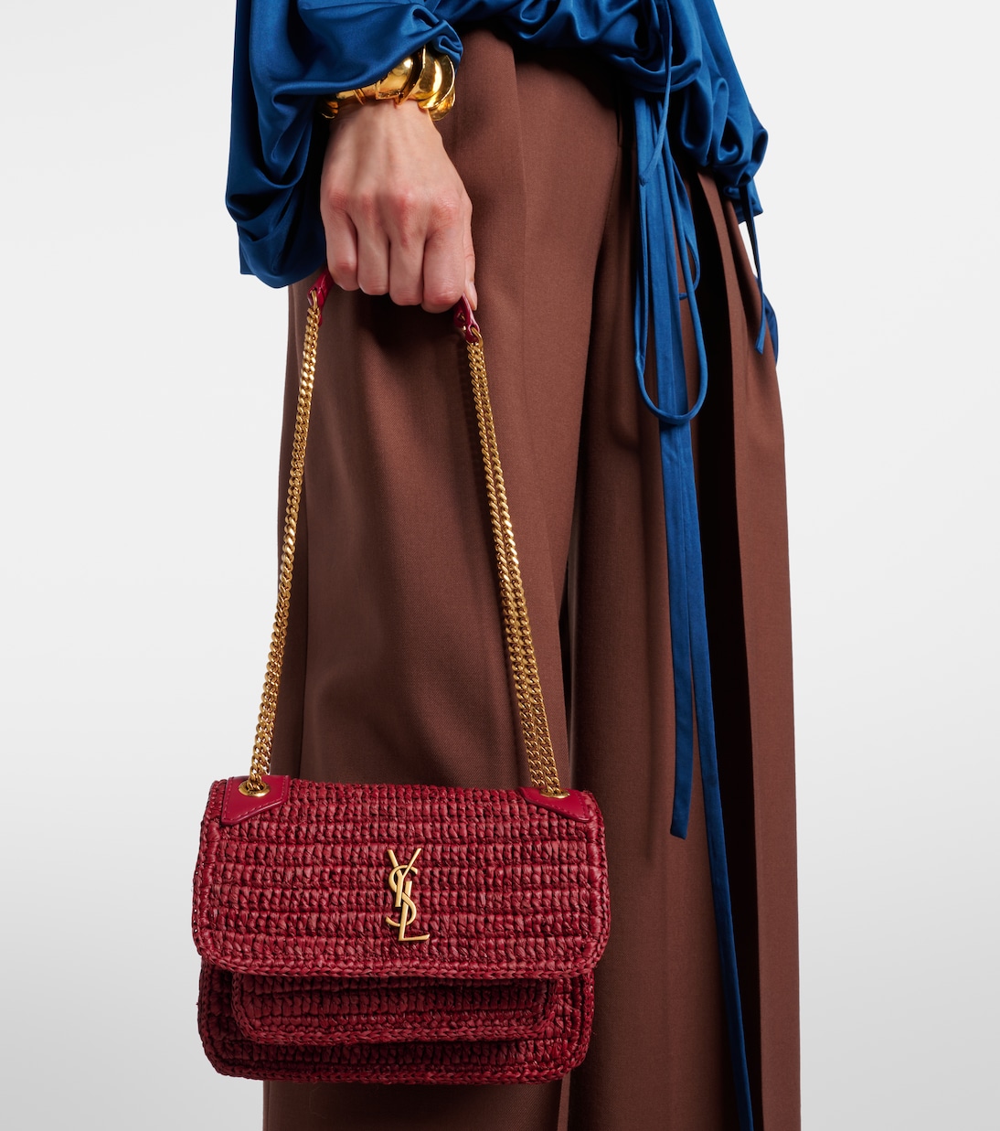 Niki Mini raffia shoulder bag | Saint Laurent