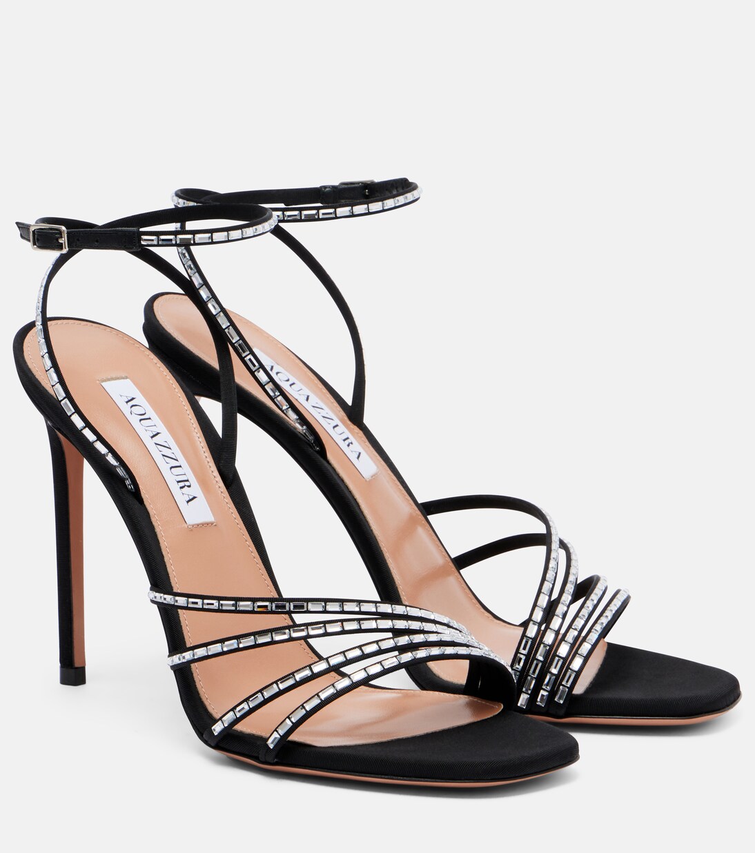 Sandalen Mistica 105 aus Satin mit Kristallen | Aquazzura