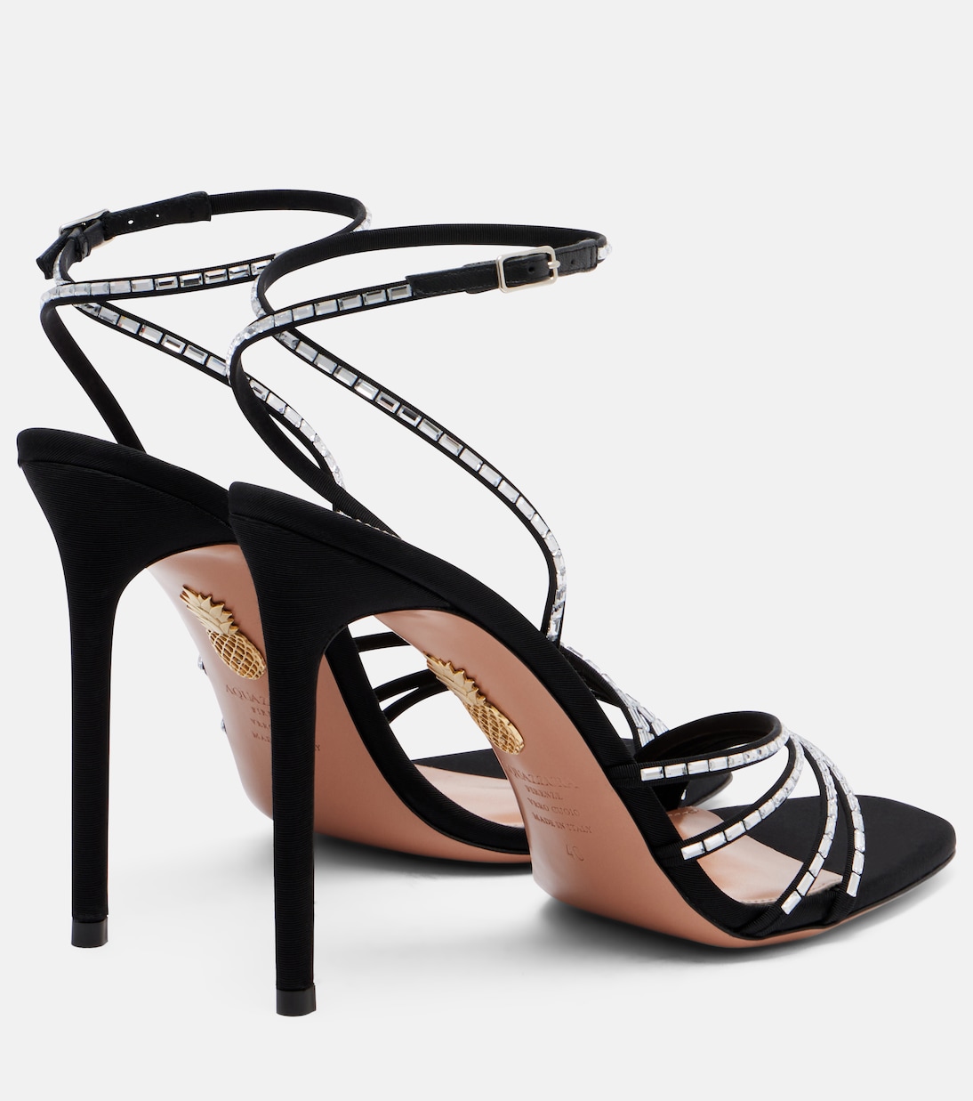 Sandalen Mistica 105 aus Satin mit Kristallen | Aquazzura