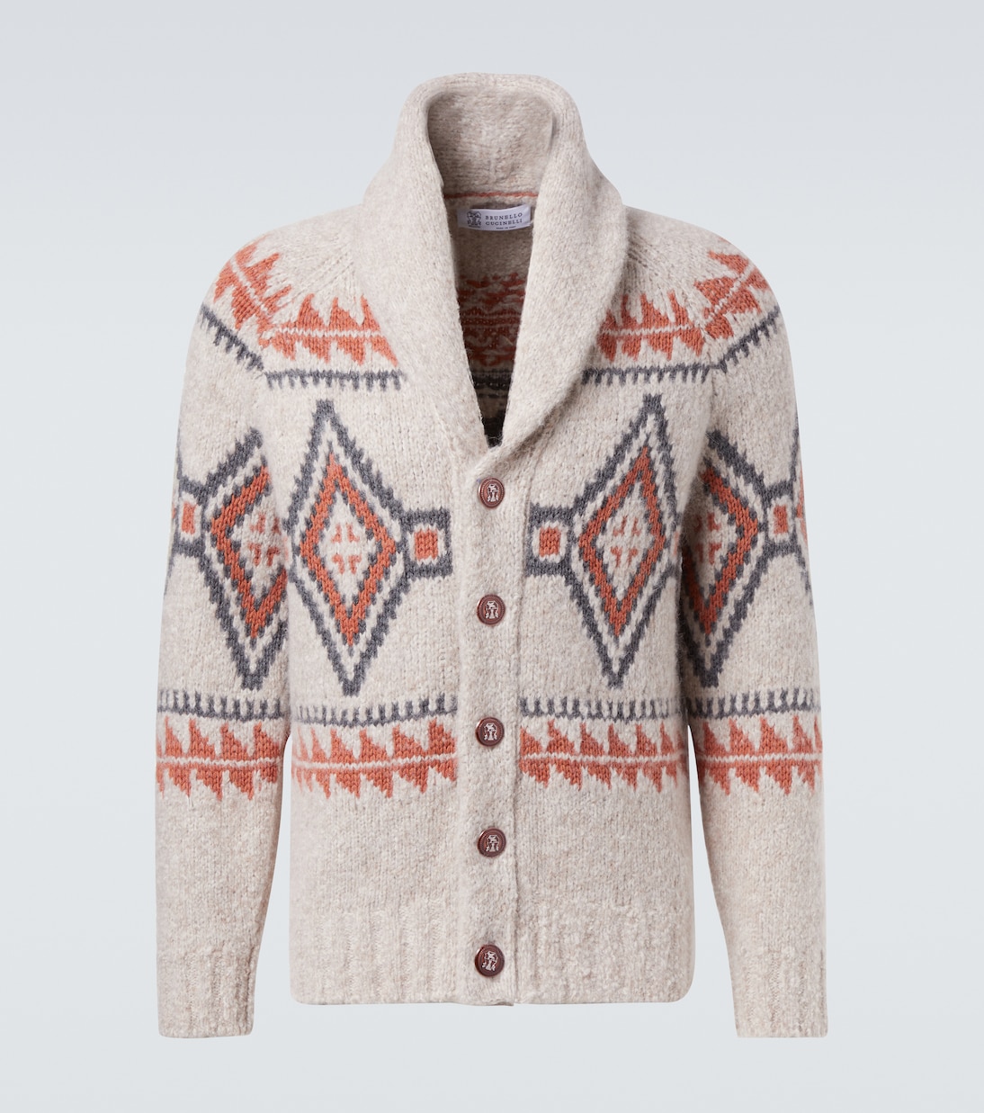 Jacquard wool-blend cardigan | Brunello Cucinelli