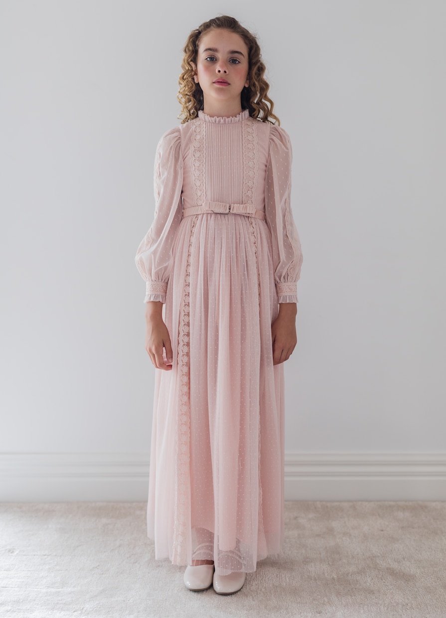 Vestido de tul point d'esprit con encaje | Petite Amalie  