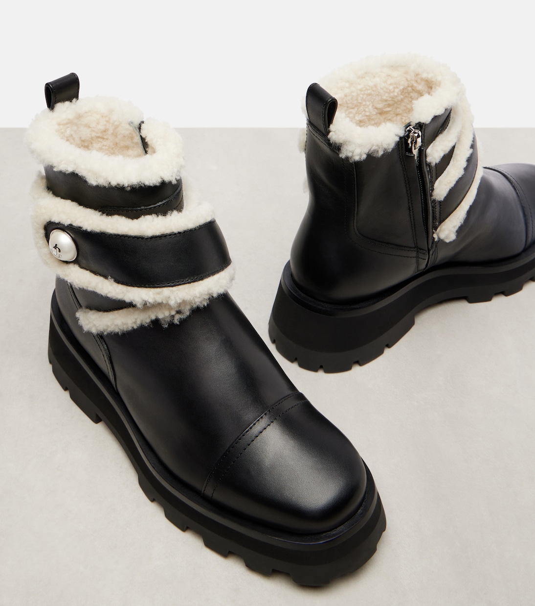 Ankle Boots Meena aus Leder mit Shearling | Jimmy Choo