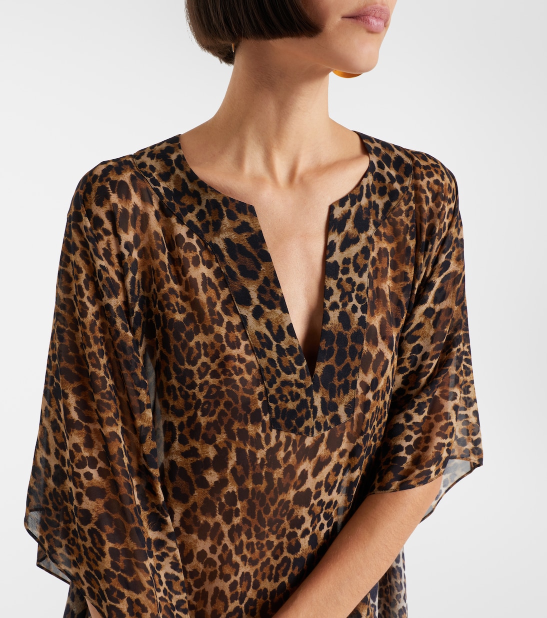 Erica leopard-print semi-sheer silk kaftan | Nili Lotan