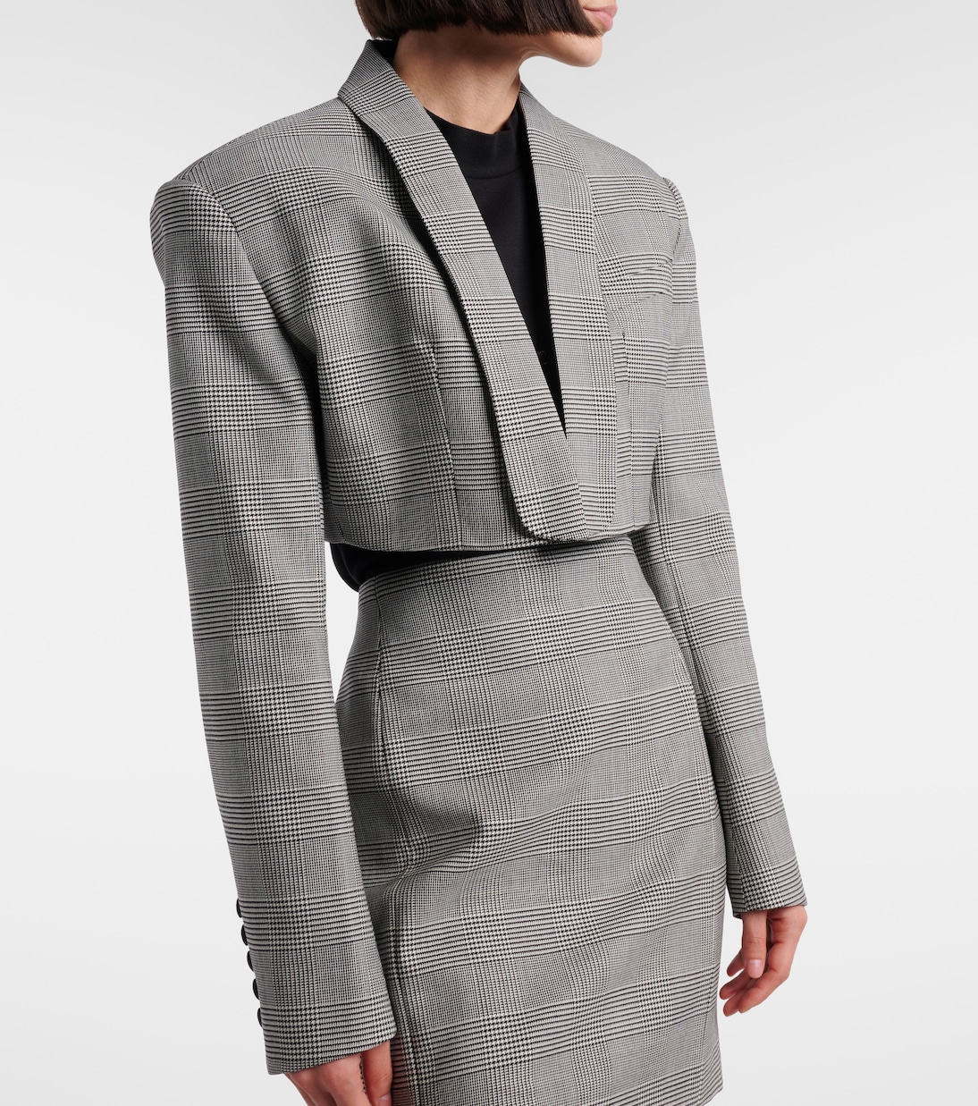 Houndstooth cropped wool-blend blazer | Balmain