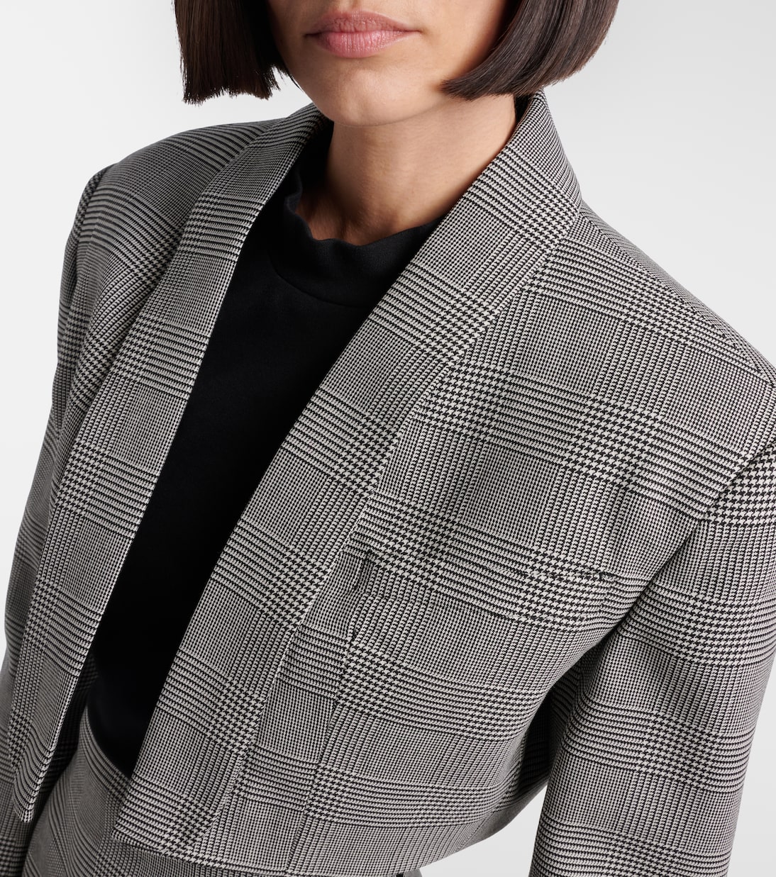 Houndstooth cropped wool-blend blazer | Balmain