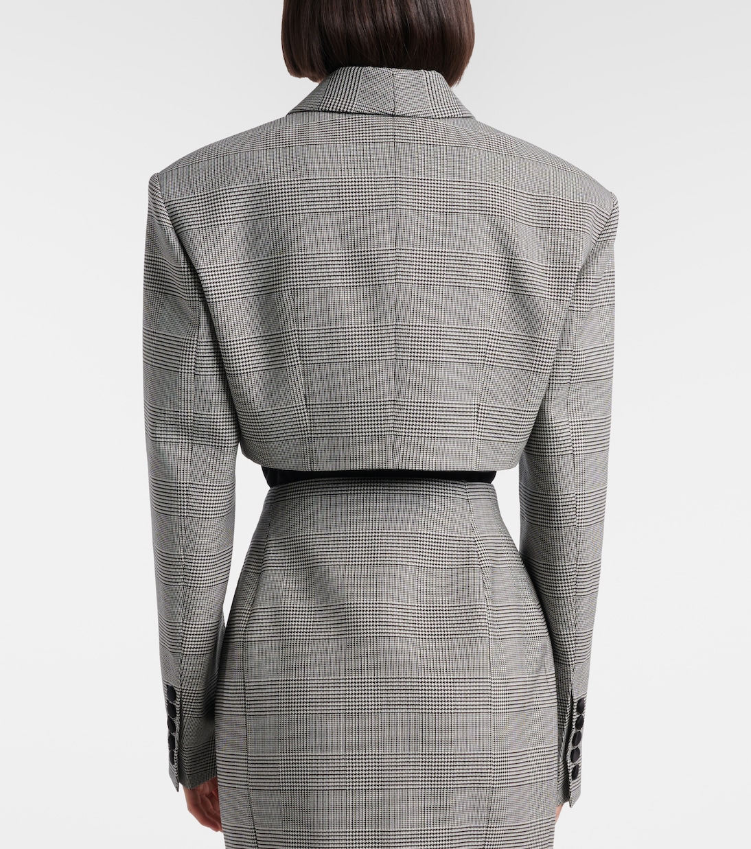 Houndstooth cropped wool-blend blazer | Balmain