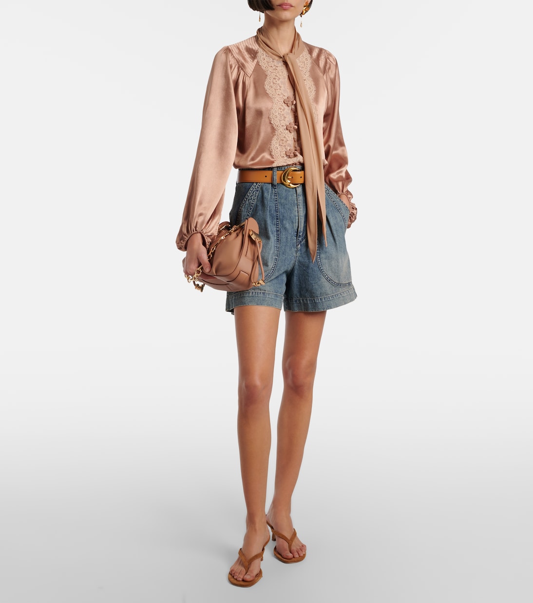 Bluse Nalani aus Satin mit Spitze | Rixo