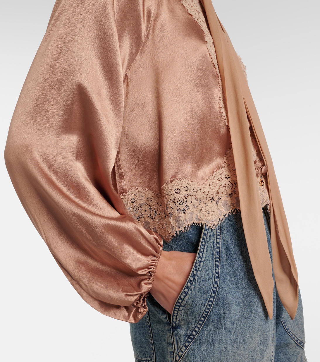 Bluse Nalani aus Satin mit Spitze | Rixo