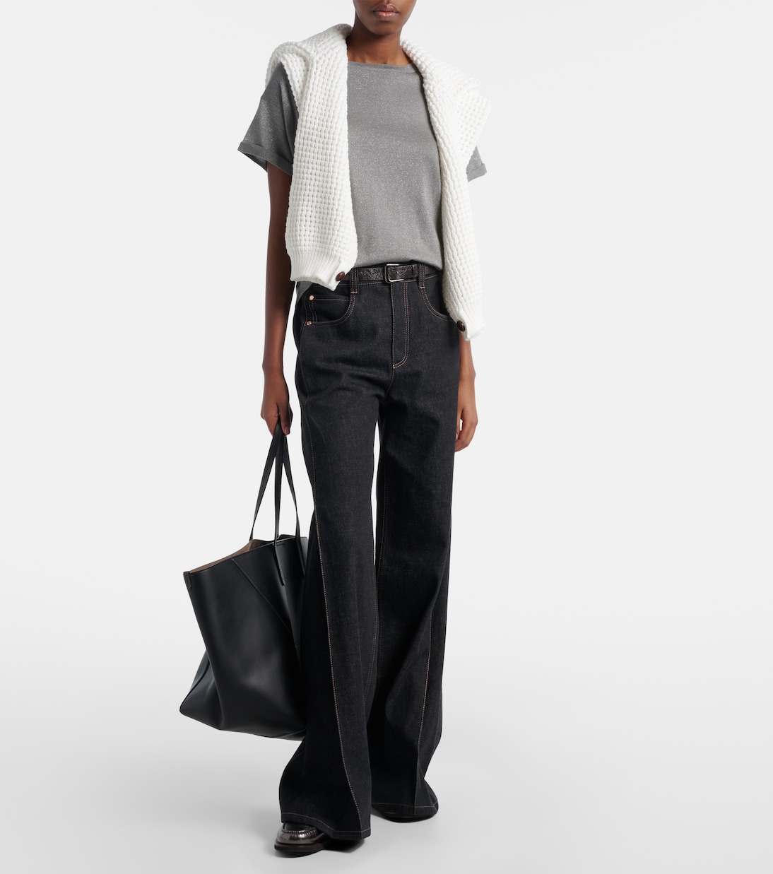 T-shirt in misto cashmere e seta | Brunello Cucinelli