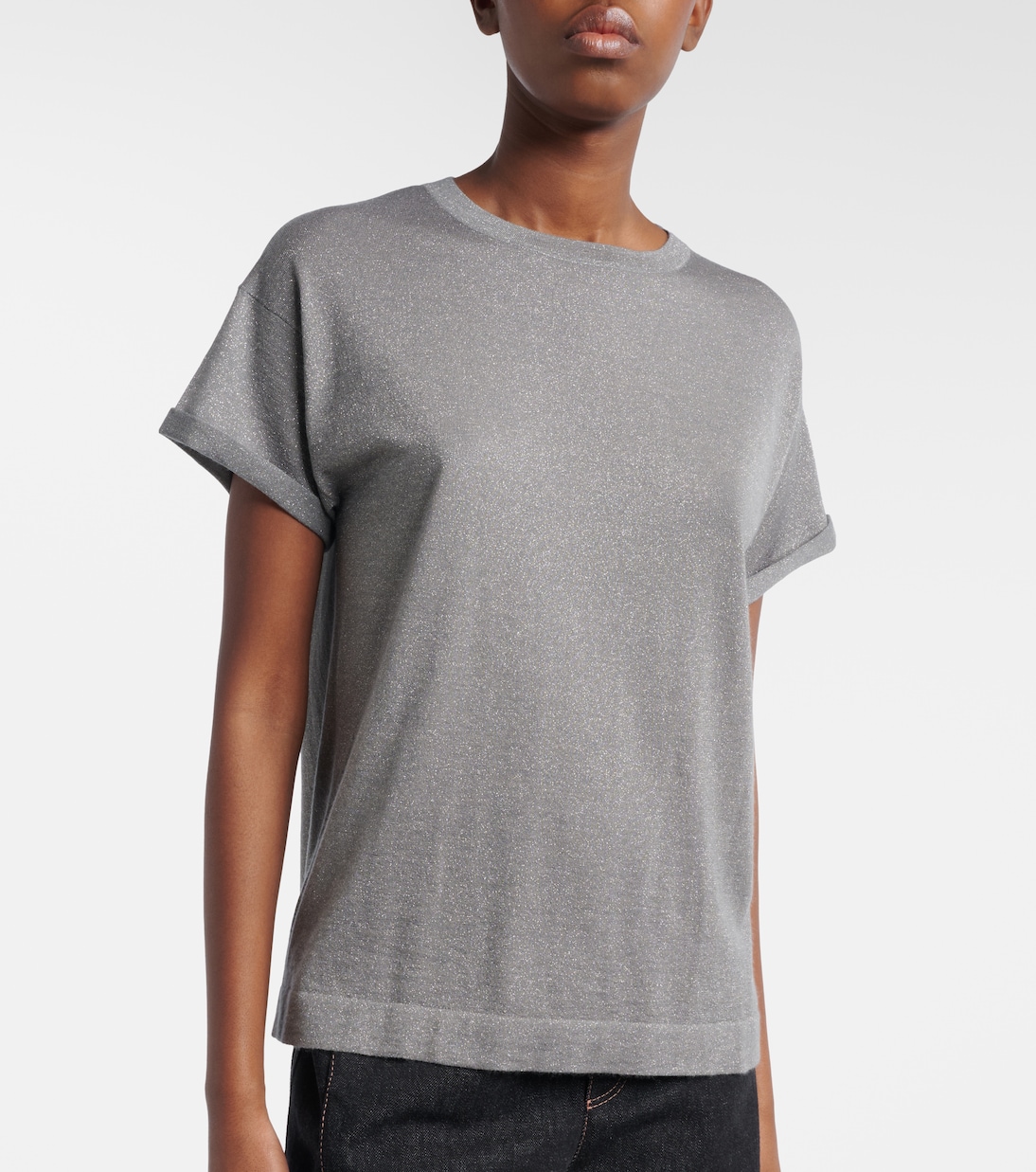 T-shirt in misto cashmere e seta | Brunello Cucinelli