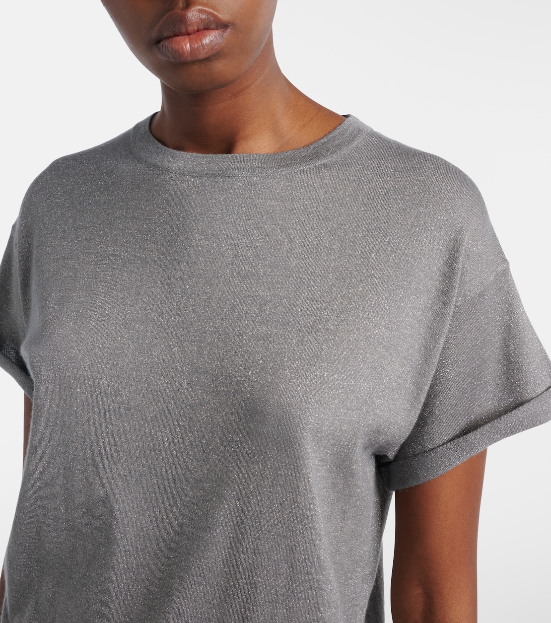 T-shirt in misto cashmere e seta | Brunello Cucinelli