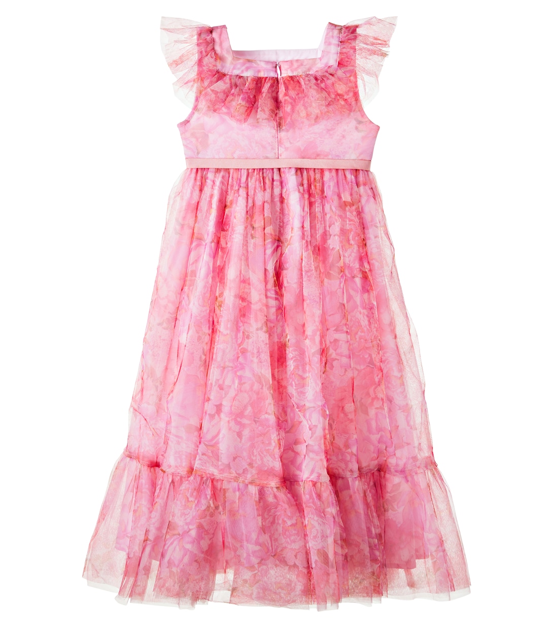 Bow-detail floral ruffled tulle dress | Petite Amalie  
