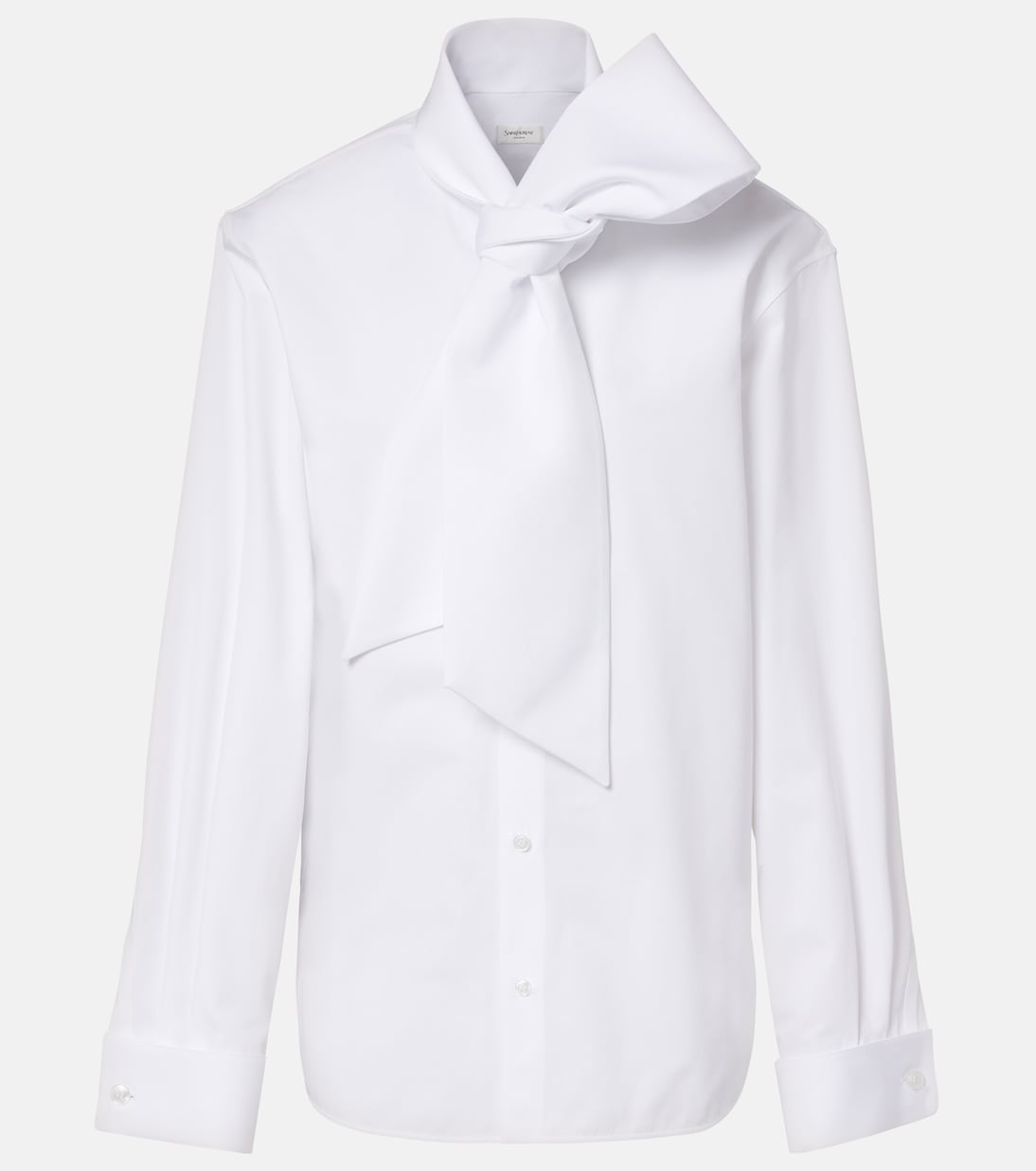 Tie-neck cotton poplin blouse | Saint Laurent