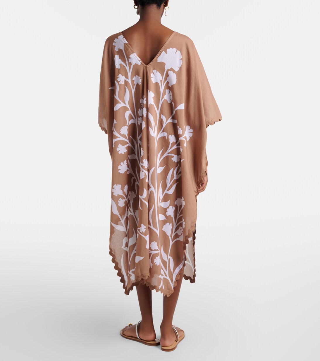 Floral scalloped cotton kaftan | Juliet Dunn
